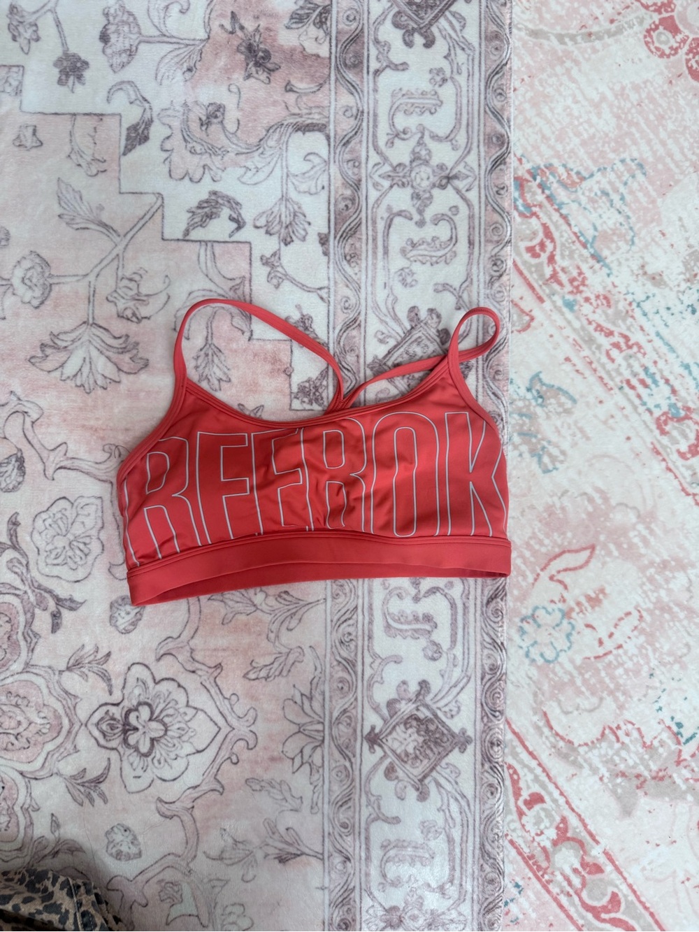 Reebok Coral-Red Logo Sports Bra